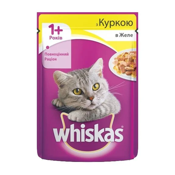 Влажный корм для кошек Whiskas 100 г - курица в желе