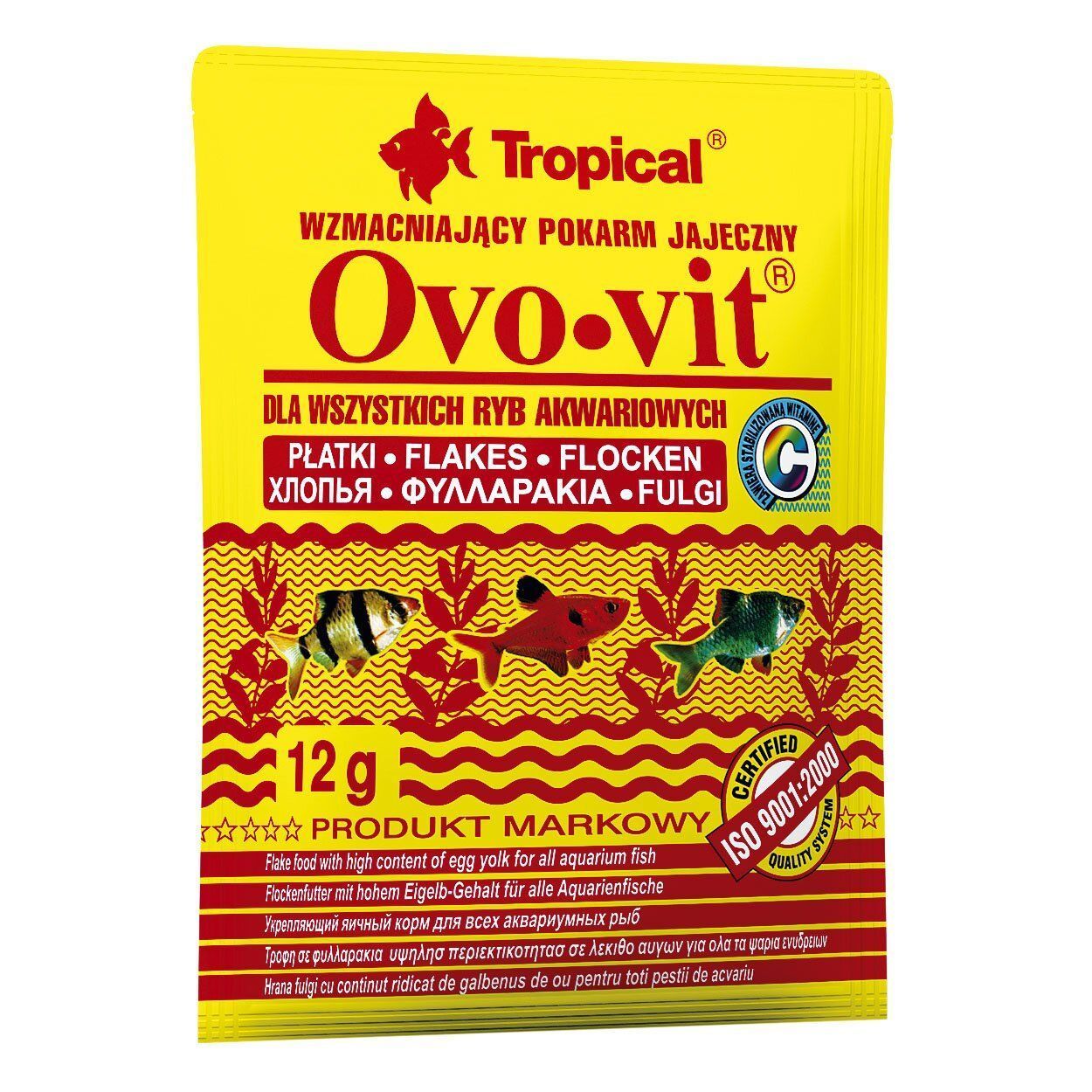 Сухий корм для всеїдних акваріумних риб Tropical Ovo-Vit 12 г - пластівці Сухий корм для всеїдних акваріумних риб Tropical Ovo-Vit 12 г - пластівці