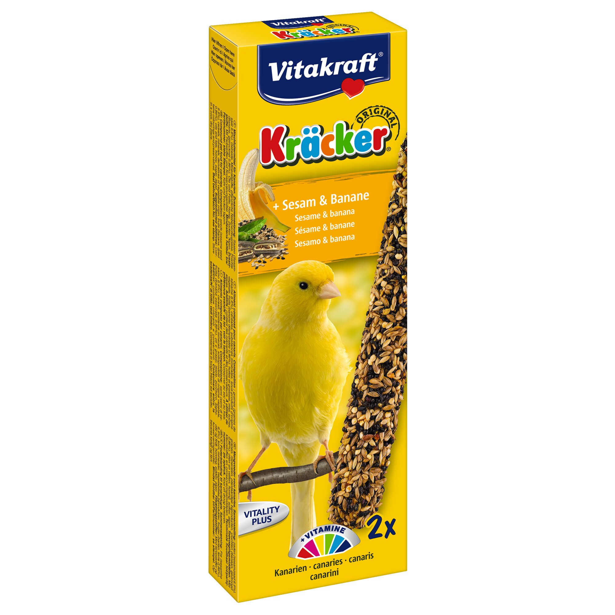 Ласощі для канарок Vitakraft «Kracker Original + Sesame & Banana» 60 г / 2 шт. (кунжут та банан)