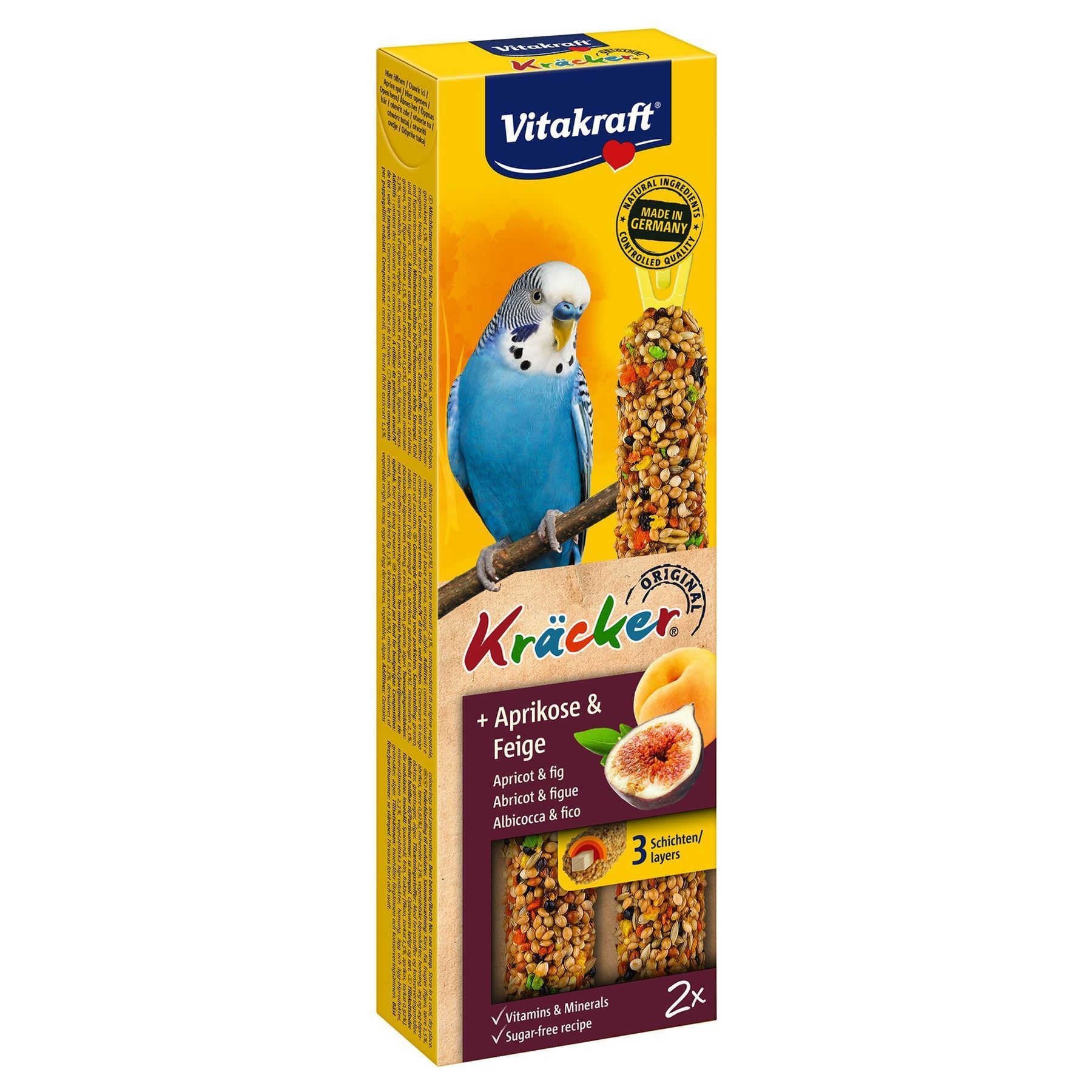 Ласощі для хвилястих папуг Vitakraft Kracker Original 2 шт х 30 г - абрикос та рис