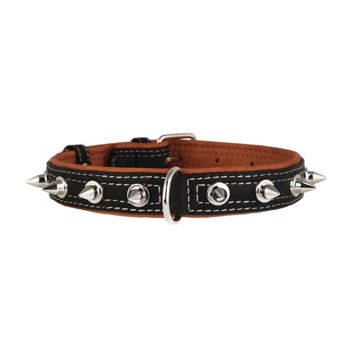 Ошейник Collar кожаный с шипами «Soft» (Софт) 46-60 см / 35 мм (черный)