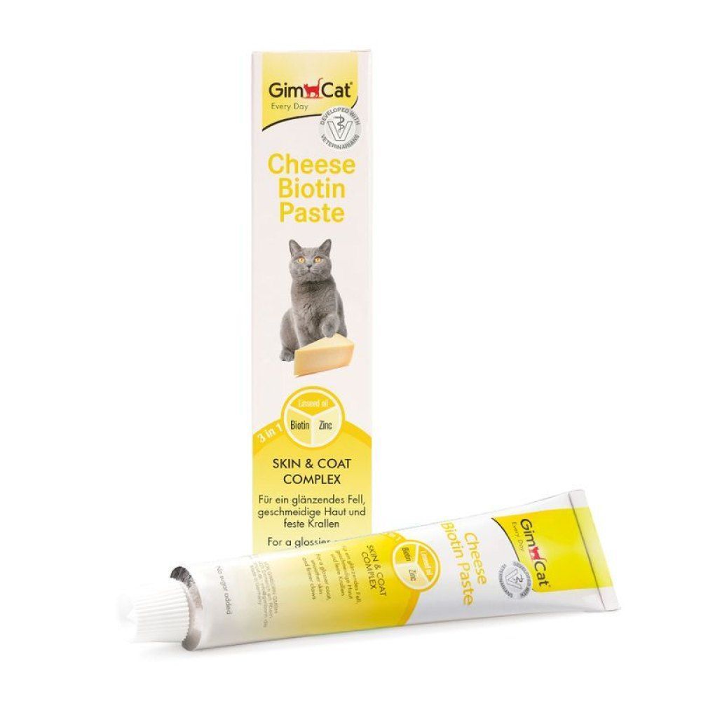 Лакомство для кошек GimCat Cheese Biotin Paste Skin & Coat Complex 100 г — сыр и биотин Лакомство для кошек GimCat Cheese Biotin Paste Skin & Coat Complex 100 г — сыр и биотин