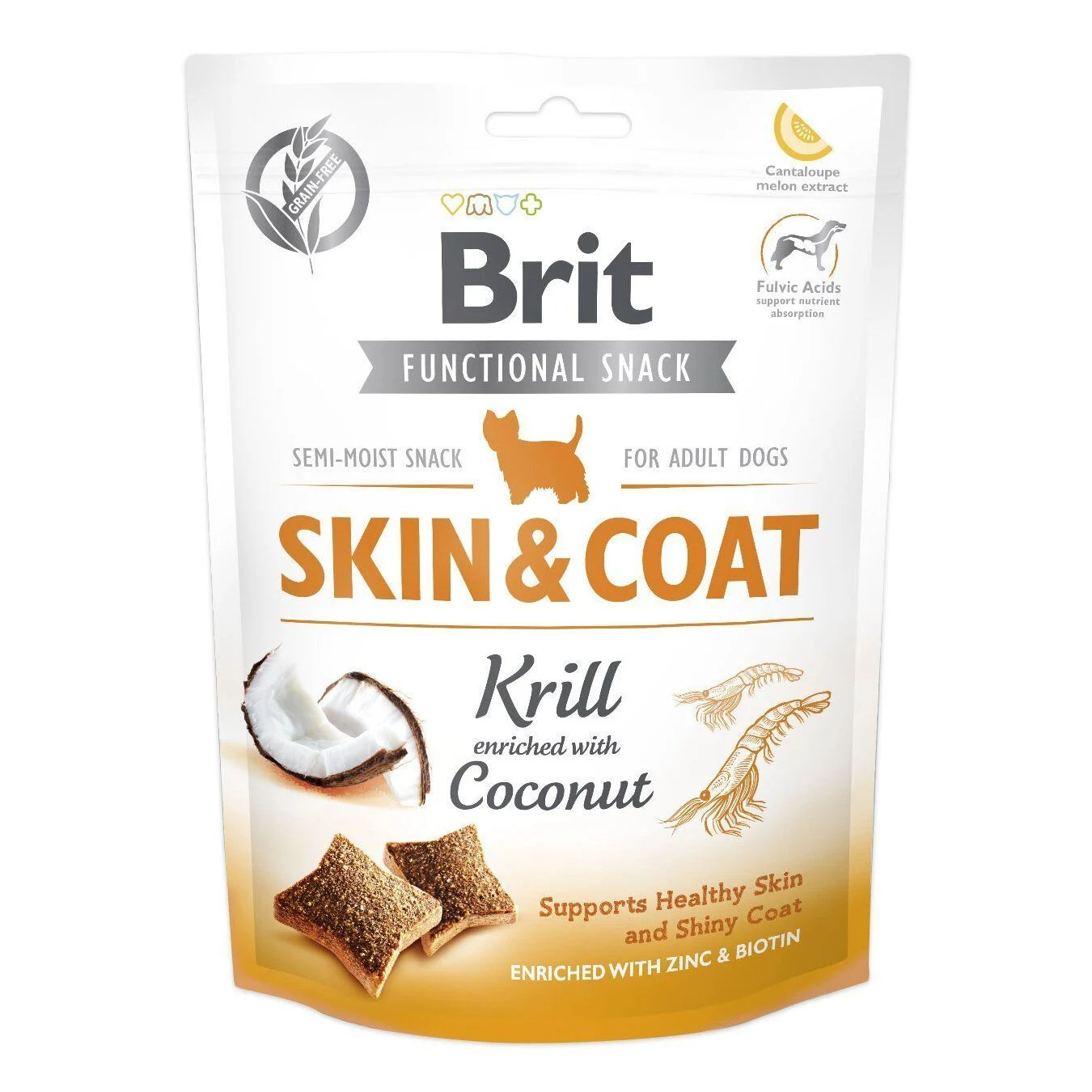 Ласощі для собак Brit Functional Snack Skin & Coat 150 г - криль та кокос