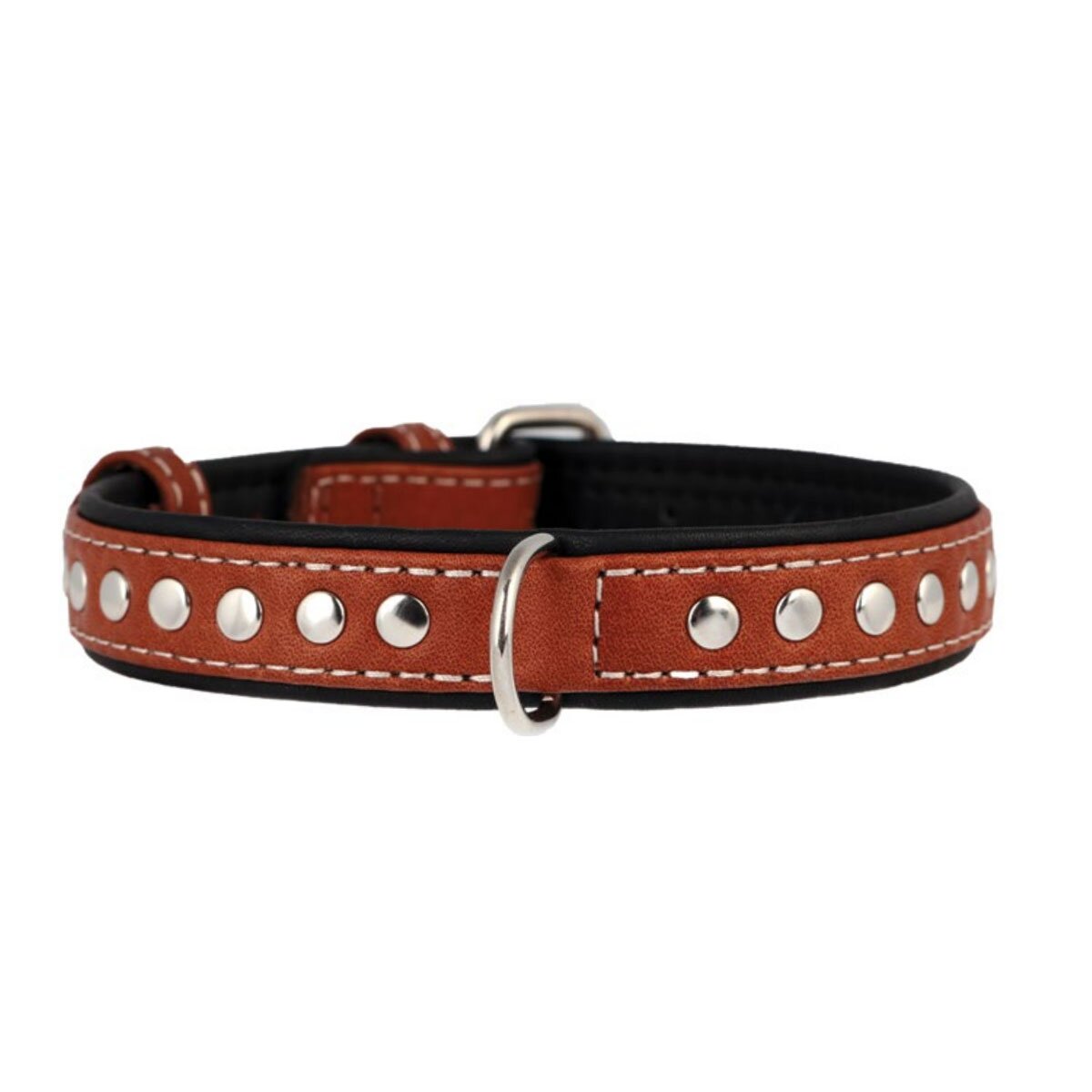 Ошейник Collar кожаный с металлическими украшениями «Soft» (Софт) 30-39 см / 20 мм (коричневый)