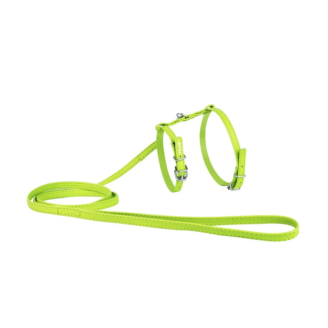 Шлейка с поводком Collar из кожи «Glamour» (Гламур) А:20-30 см / В:30-40 см / 1,15 м / 9 мм (зелёная)