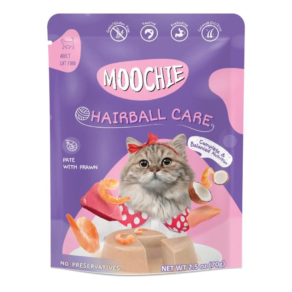 Влажный корм для кошек Moochie Seafood Hairball Care Adult 70 г - креветки Влажный корм для кошек Moochie Seafood Hairball Care Adult 70 г - креветки