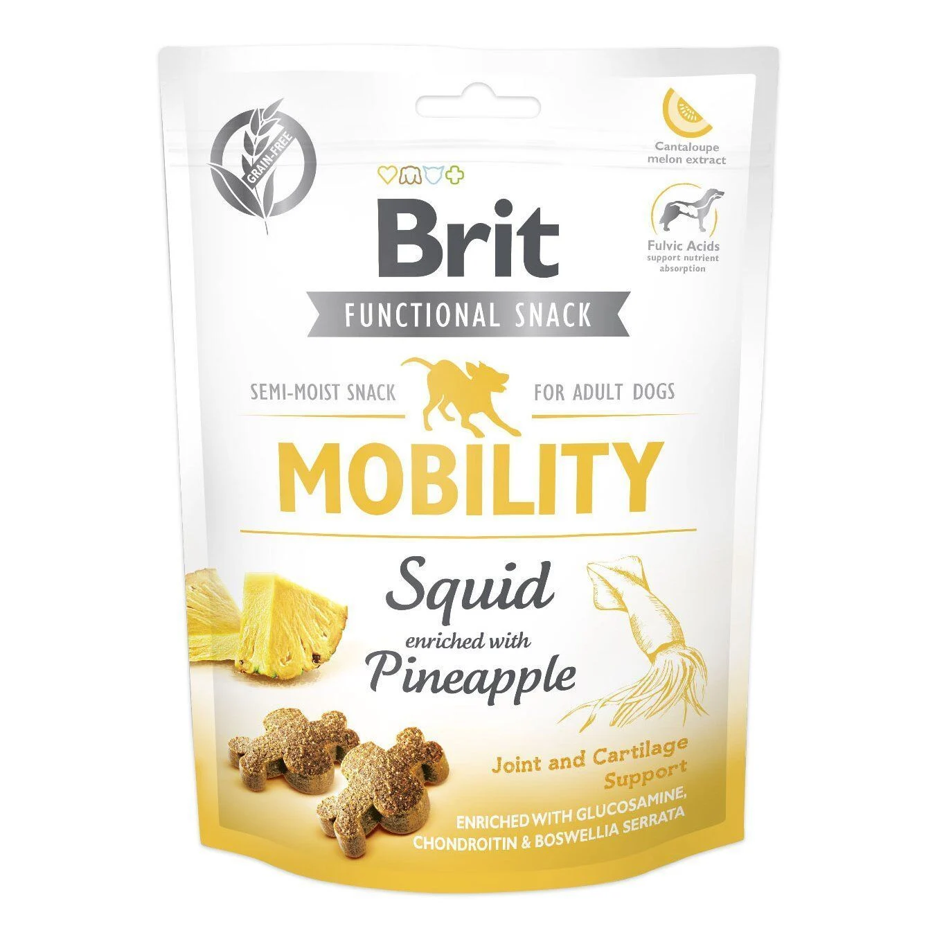 Лакомства для собак Brit Functional Snack Mobility 150 г — кальмар и ананас