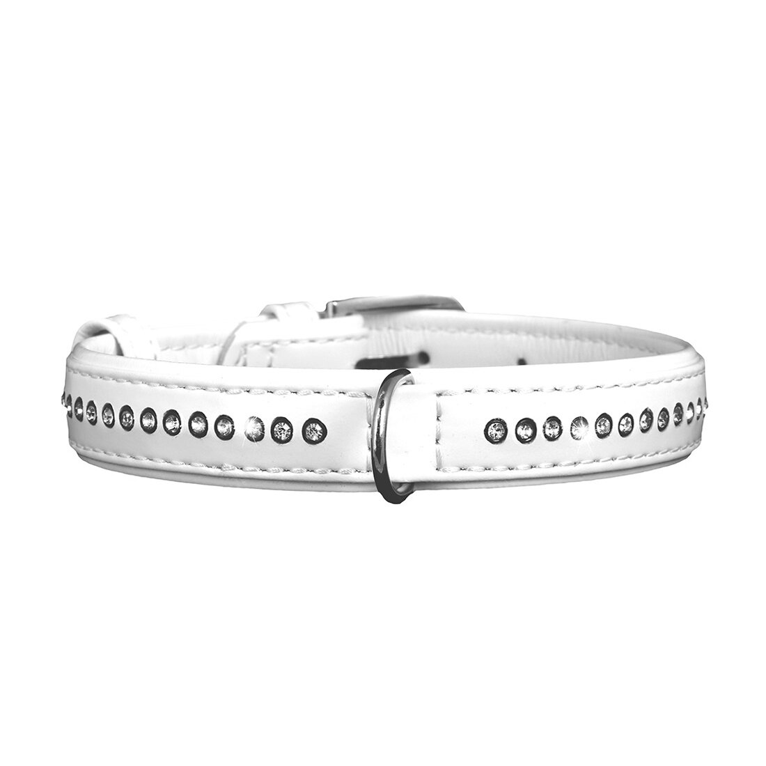 Ошейник Collar кожаный, лакированный, со стразами «Brilliance» (Бриллианс) 30-39 см / 20 мм (белый) Ошейник Collar кожаный, лакированный, со стразами «Brilliance» (Бриллианс) 30-39 см / 20 мм (белый)