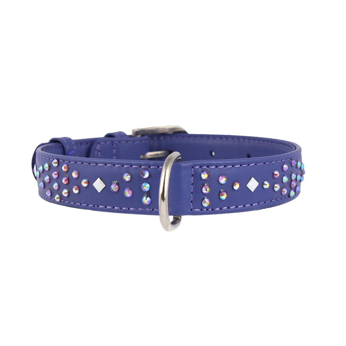 Ошейник Collar кожаный с ромбами «Glamour» (Гламур) 30-39 см / 20 мм (фиолетовый)