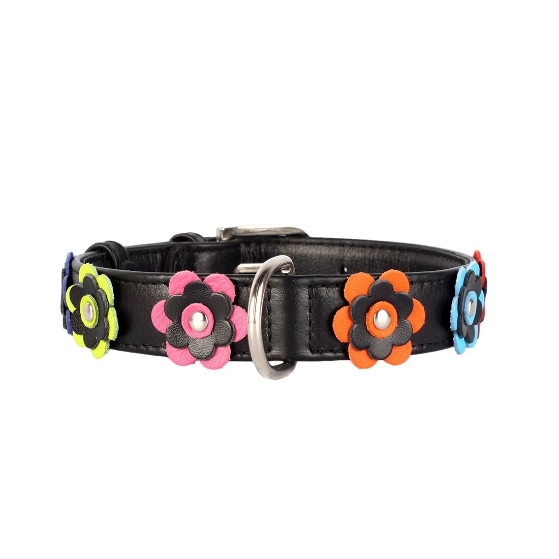 Ошейник Collar кожаный с аппликацией «Glamour» (Гламур) 18-21 см / 9 мм (черный)