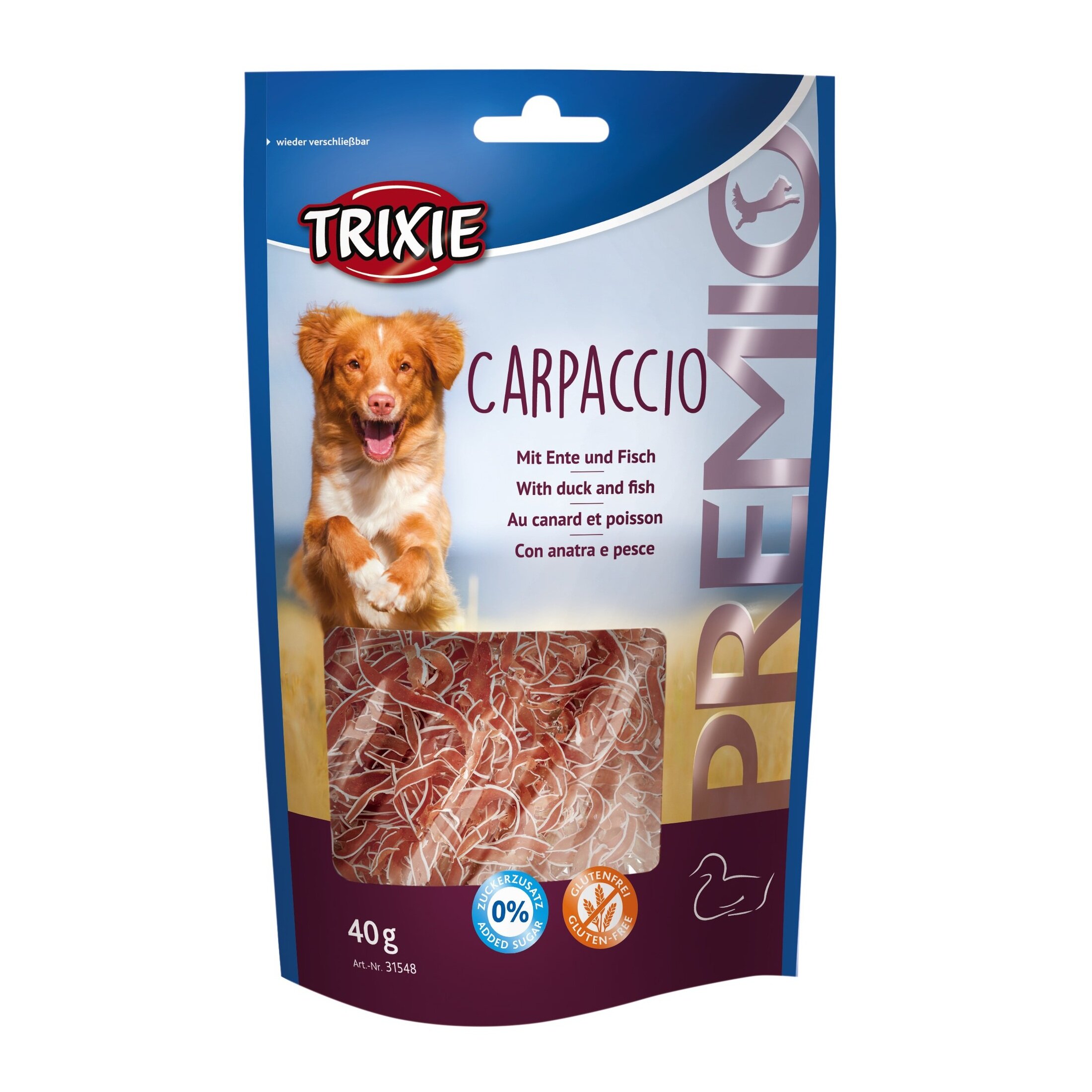 Лакомства для собак Trixie PREMIO Carpaccio 40 г (утка и рыба) Лакомства для собак Trixie PREMIO Carpaccio 40 г (утка и рыба)