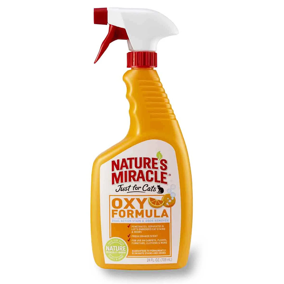 Спрей-уничтожитель Nature's Miracle «Stain & Odor Remover. Fresh Orange Scent. Oxy Formula» для удаления пятен и запахов от кошек, с ароматом апельсина и формулой активного кислорода 709 мл