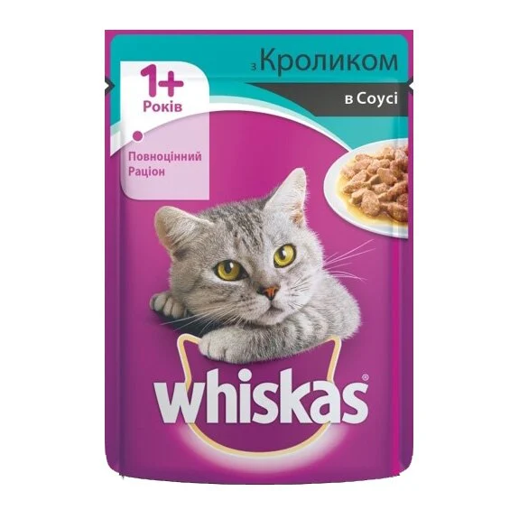 Влажный корм для кошек Whiskas 100 г - кролик в соусе