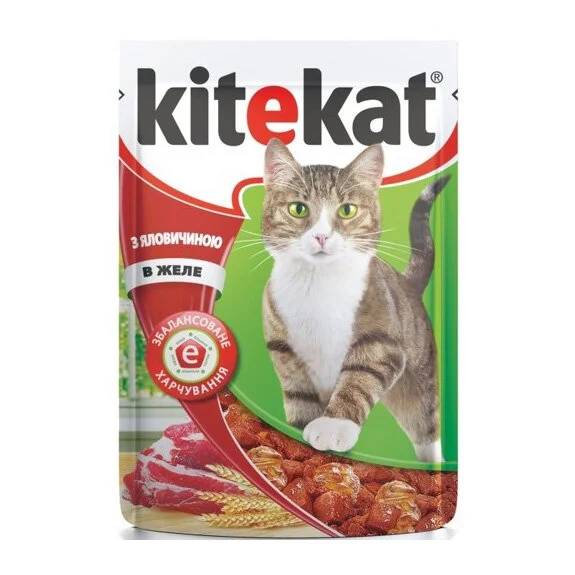 Влажный корм для кошек Kitekat 100 г - говядина в желе