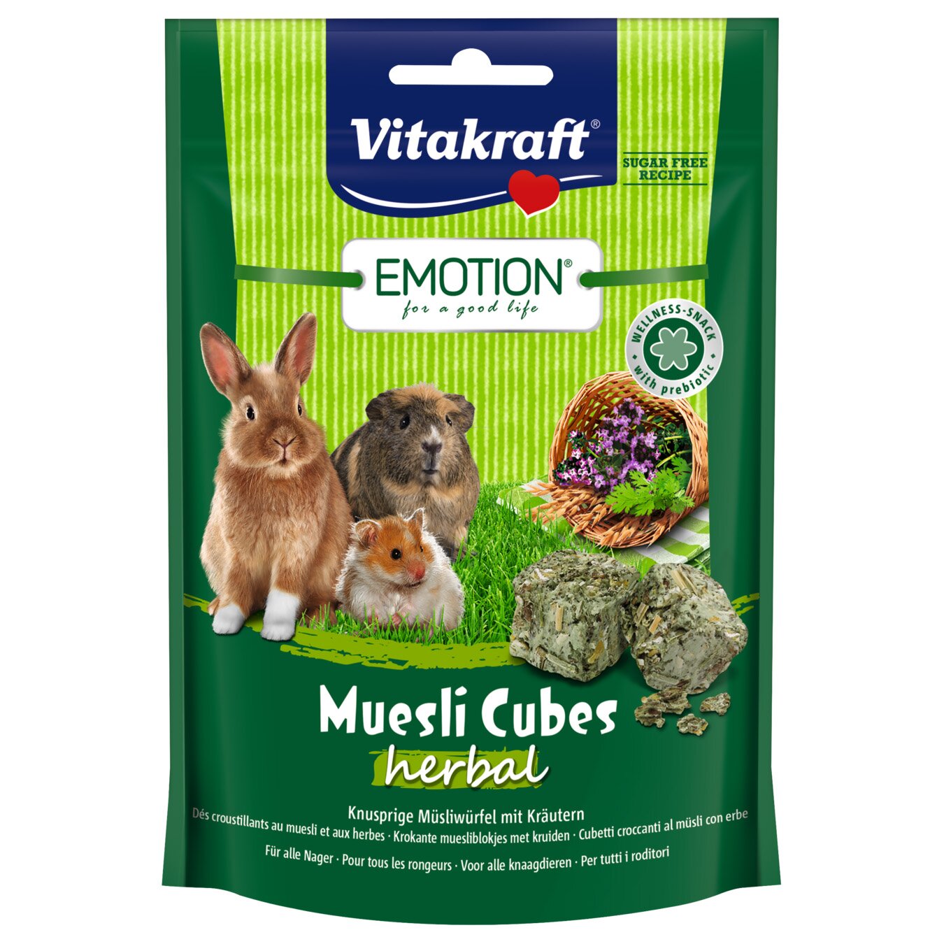 Лакомства для грызунов Vitakraft «Emotion Muesli Cubes Herbal» 80 г (трава) Лакомства для грызунов Vitakraft «Emotion Muesli Cubes Herbal» 80 г (трава)