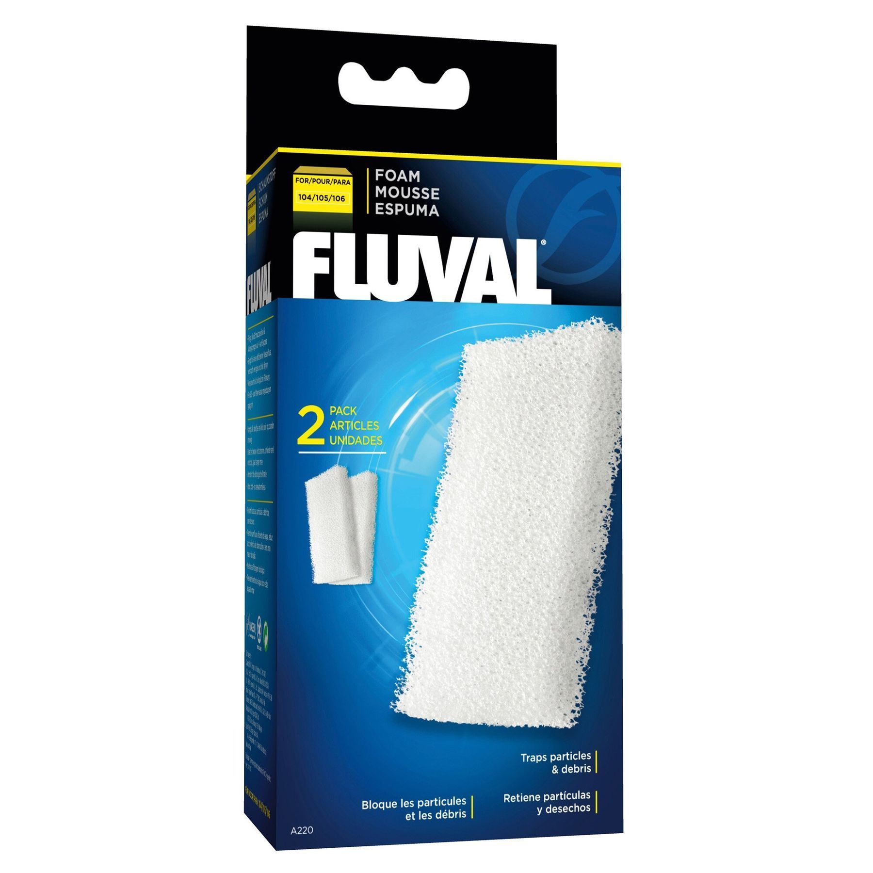 Губка Fluval «Foam Filter Block» 2 шт. (для зовнішнього фільтра Fluval 104 / 105 / 106)