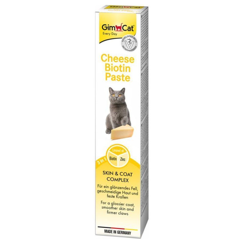 Лакомство для кошек GimCat Cheese Biotin Paste Skin & Coat Complex 100 г — сыр и биотин Лакомство для кошек GimCat Cheese Biotin Paste Skin & Coat Complex 100 г — сыр и биотин