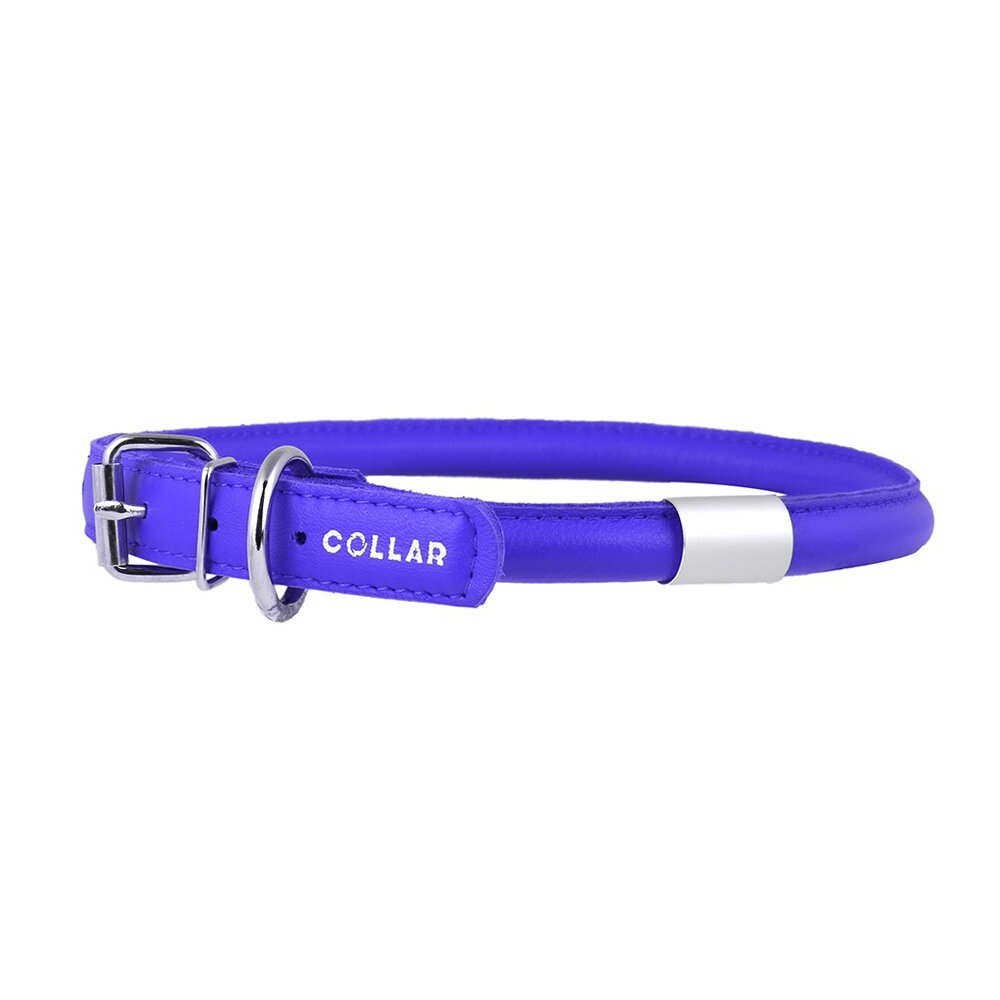 Ошейник Collar кожаный, круглый, с адресником «Glamour» (Гламур) 45-53 см / 13 мм (цвета в ассортименте)
