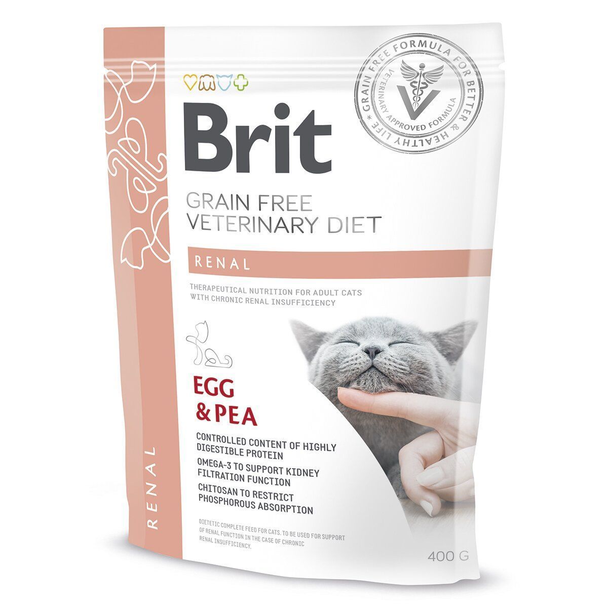 Сухий корм для котів Brit GF Veterinary Diet Renal 400 г - яйце та горох Сухий корм для котів Brit GF Veterinary Diet Renal 400 г - яйце та горох