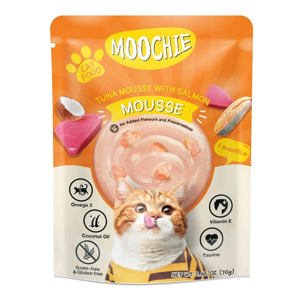 Влажный корм для кошек Moochie Mousse 70 г - тунец и лосось Влажный корм для кошек Moochie Mousse 70 г - тунец и лосось