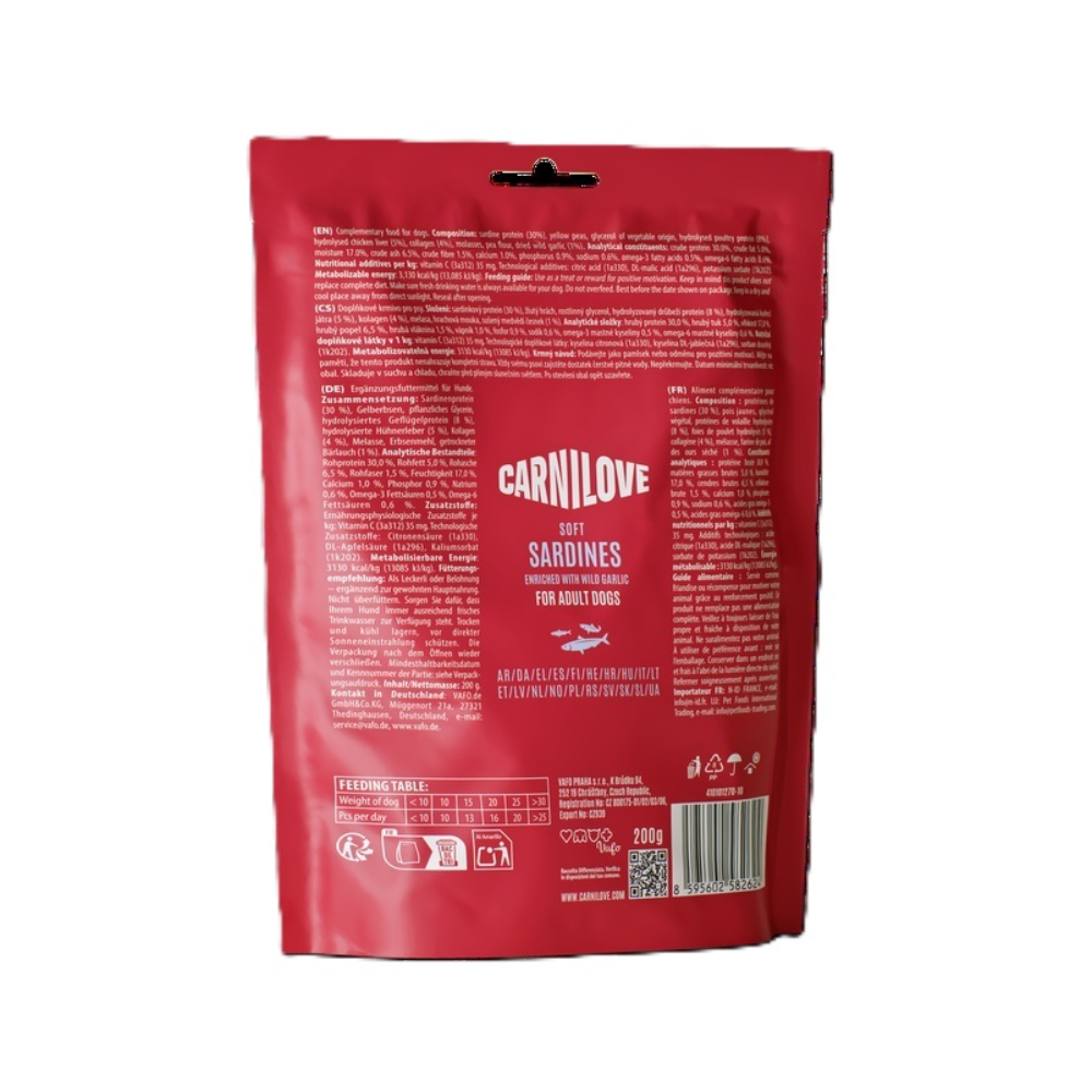 Ласощі для собак Carnilove Soft Snack Adult 200 г - сардини та дикий часник