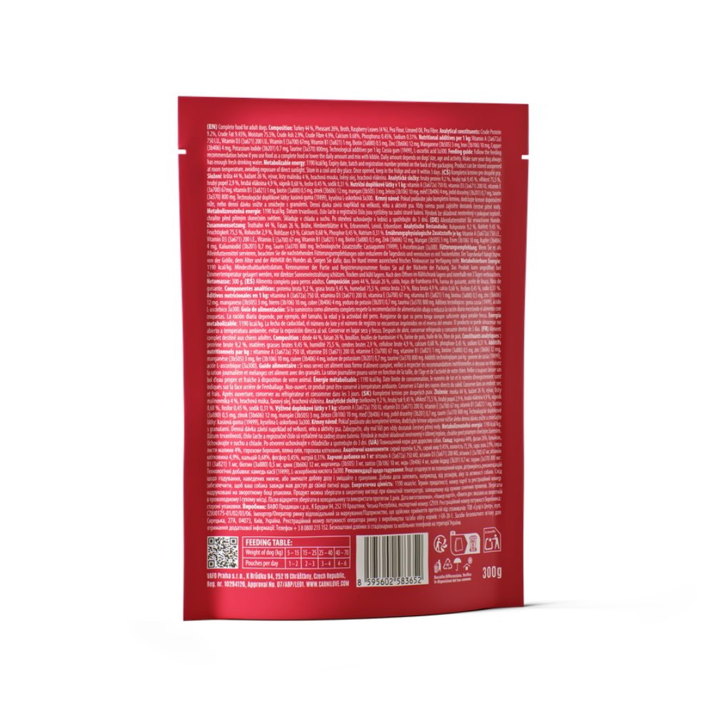 Влажный корм для собак Carnilove Adult Pate 300 г - индейка, фазан и листья малины