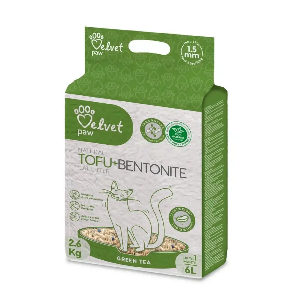 Velvet Paw TOFU Bentonite Green Tea наполнитель для кошачьего туалета 6 л - зеленый чай Velvet Paw TOFU Bentonite Green Tea наполнитель для кошачьего туалета 6 л - зеленый чай