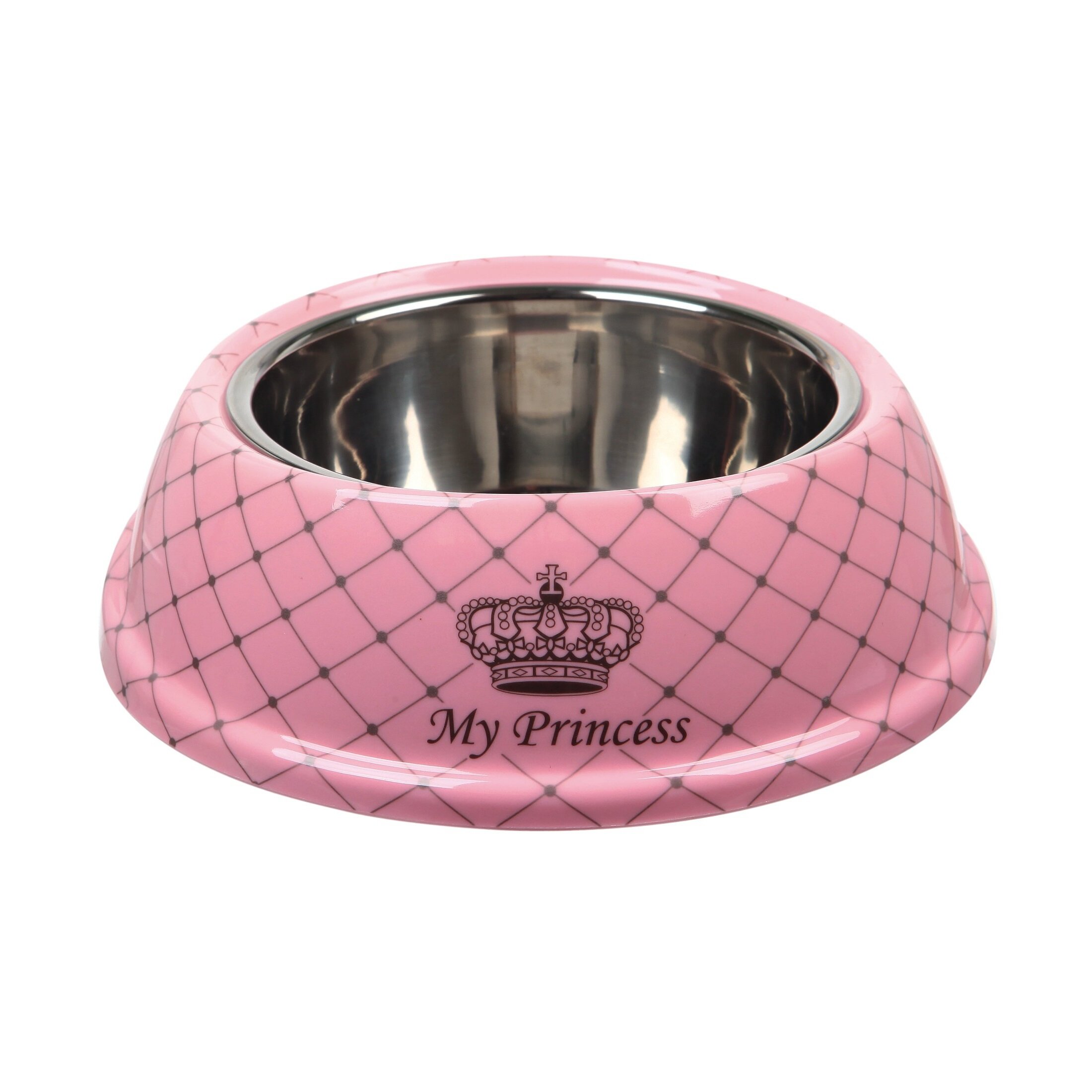 Миска металева Trixie на гумовій кромці «My Princess» 600 мл / 20 см (рожева)