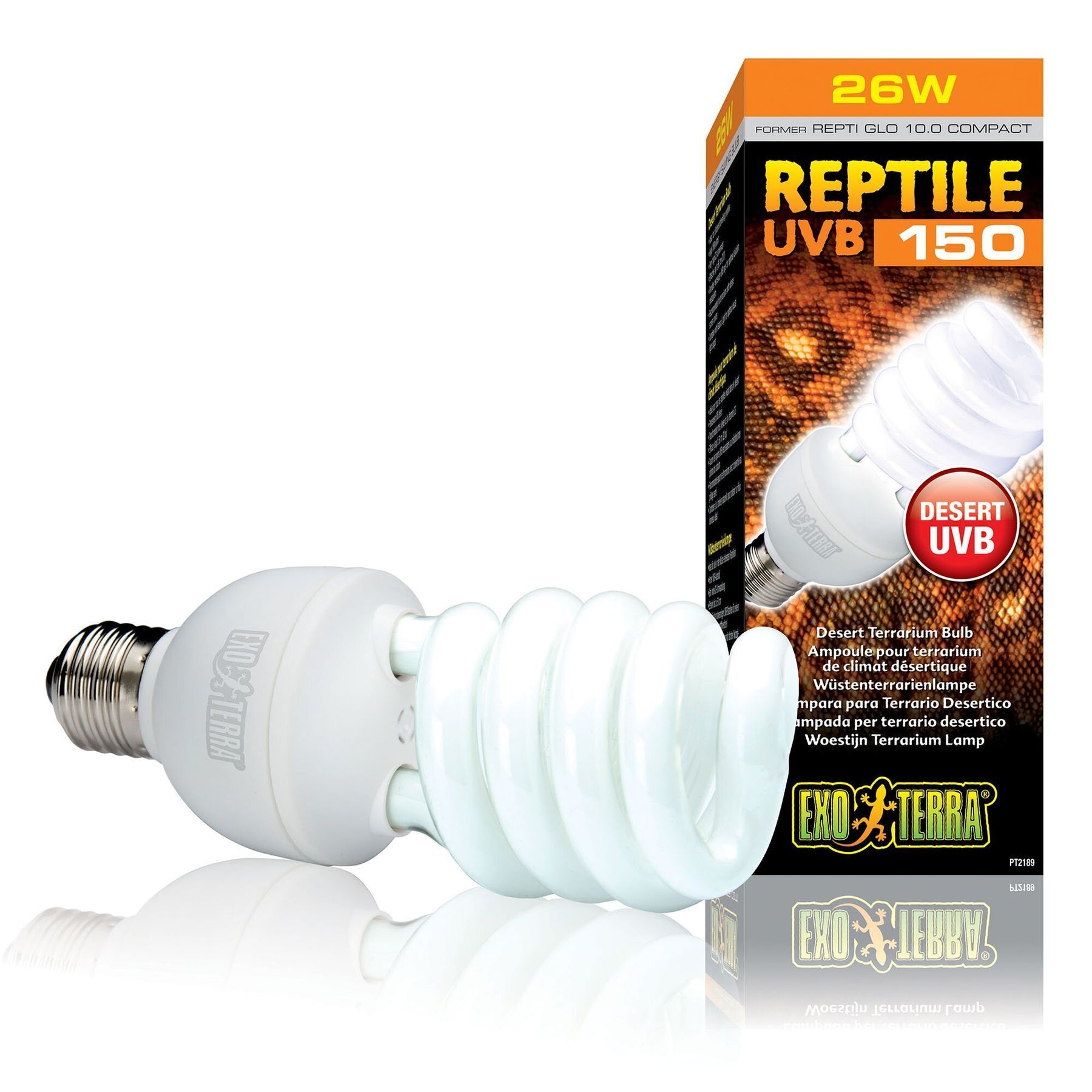 Компактна люмінесцентна лампа Exo Terra «Reptile UVB 150» для опромінення променями УФ-В спектра 26 W, E27 (для опромінення) Компактна люмінесцентна лампа Exo Terra «Reptile UVB 150» для опромінення променями УФ-В спектра 26 W, E27 (для опромінення)