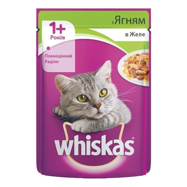 Влажный корм для кошек Whiskas 100 г - ягненок в желе