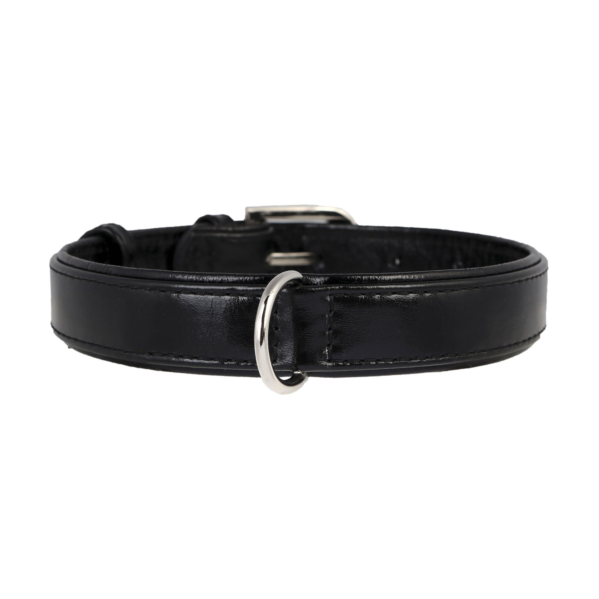 Ошейник Collar кожаный лакированный «Brilliance» (Бриллианс) 38-49 см / 25 мм (черный)