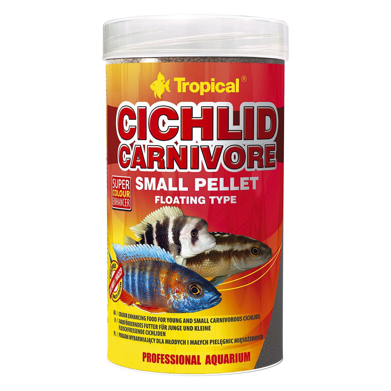 Сухой корм для аквариумных рыб Tropical в гранулах «Cichlid Carnivore Small Pellet» 250 мл (для плотоядных цихлид)