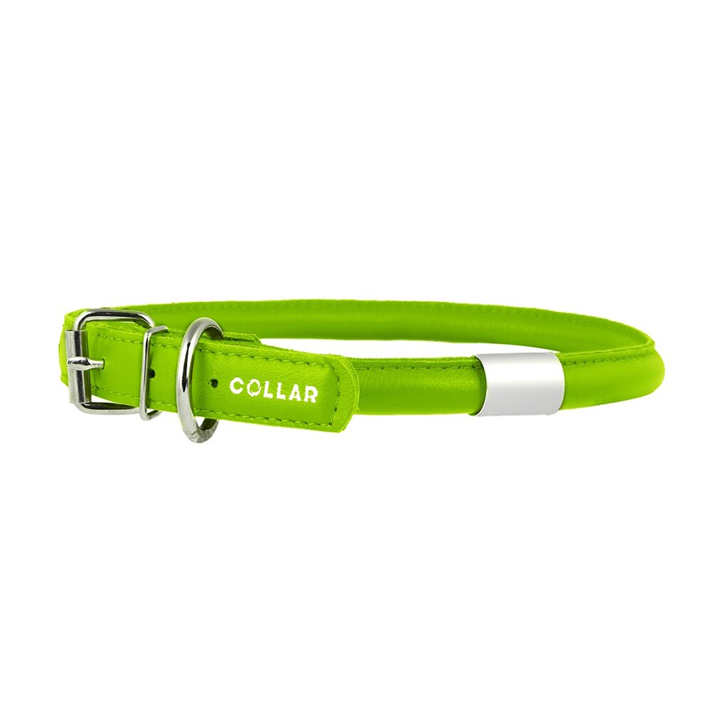 Ошейник Collar кожаный, круглый, с адресником «Glamour» (Гламур) 25-33 см / 8 мм (цвета в ассортименте)