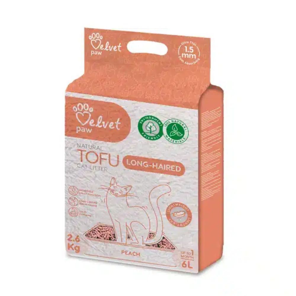Velvet Paw TOFU Long-Haired наповнювач для котячого туалету 6 л - персик Velvet Paw TOFU Long-Haired наповнювач для котячого туалету 6 л - персик