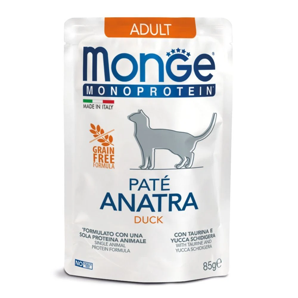 Вологий корм для котів Monge Monoprotein Pate Adult 85 г - качка Вологий корм для котів Monge Monoprotein Pate Adult 85 г - качка