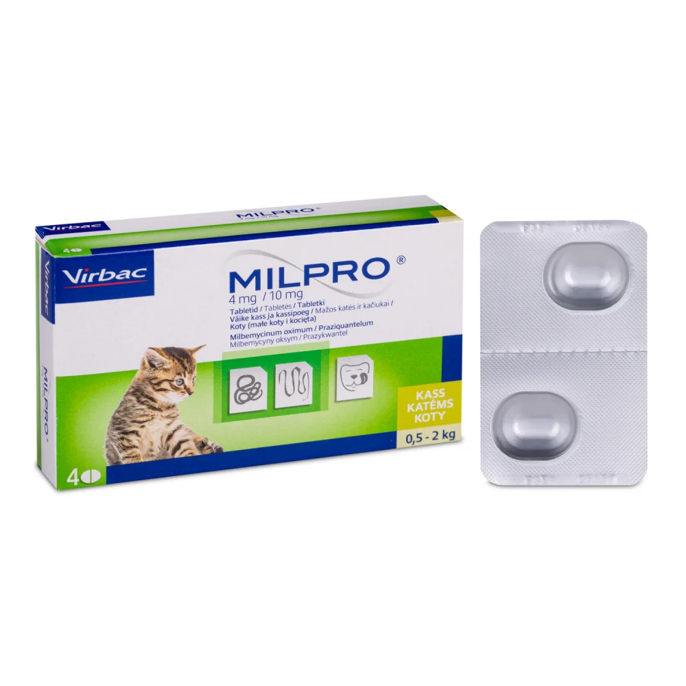 Таблетки для кошенят Virbac Milpro від 0,5 до 2 кг 4 мг/10 мг, 1 шт Таблетки для кошенят Virbac Milpro від 0,5 до 2 кг 4 мг/10 мг, 1 шт