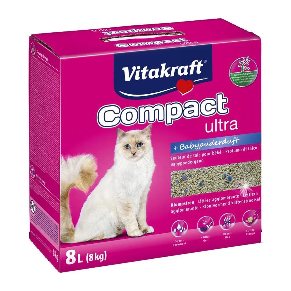 Бентонитовый наполнитель для кошачьего туалета Vitakraft Compact Ultra Plus 8 кг / 8,8 л