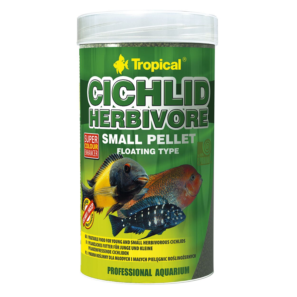 Сухой корм для аквариумных рыб Tropical в гранулах «Cichlid Herbivore Small Pellet» 250 мл (для травоядных цихлид)