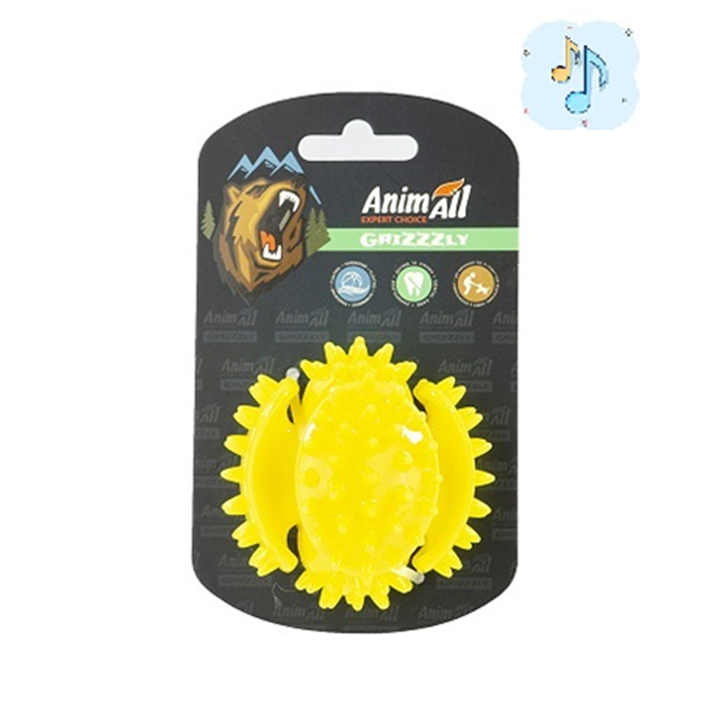 AnimAll GrizZzly іграшка для собак м'ячик 7,5 см - жовтий AnimAll GrizZzly іграшка для собак м'ячик 7,5 см - жовтий