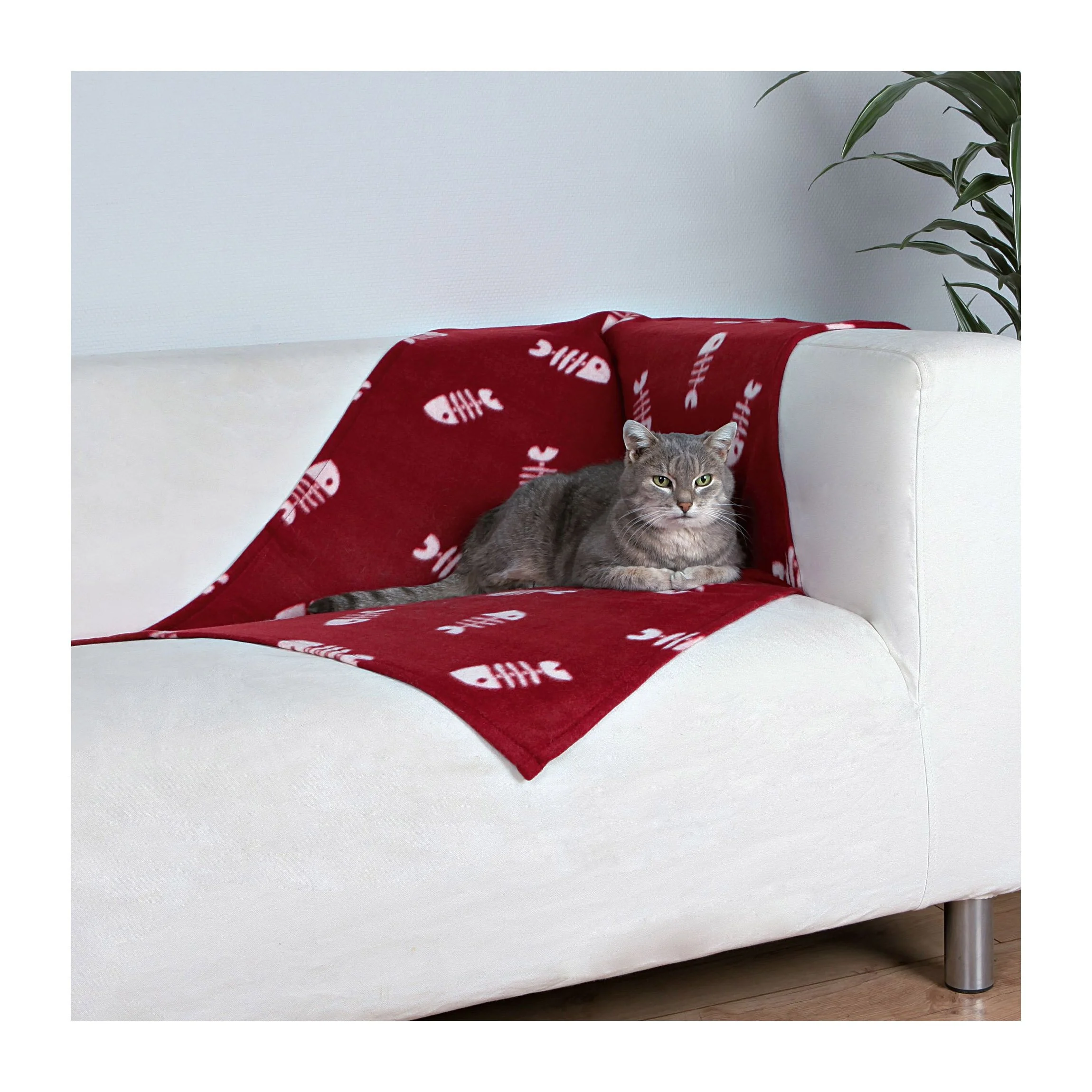 Плед Trixie Beany 1 м / 70 см - бордовый с рыбками Плед Trixie Beany 1 м / 70 см - бордовый с рыбками