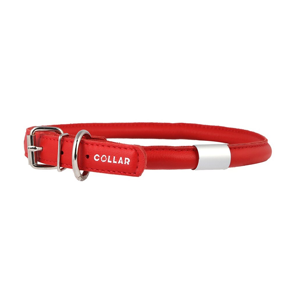 Ошейник Collar кожаный, круглый, с адресником «Glamour» (Гламур) 39-47 см / 10 мм (цвета в ассортименте)