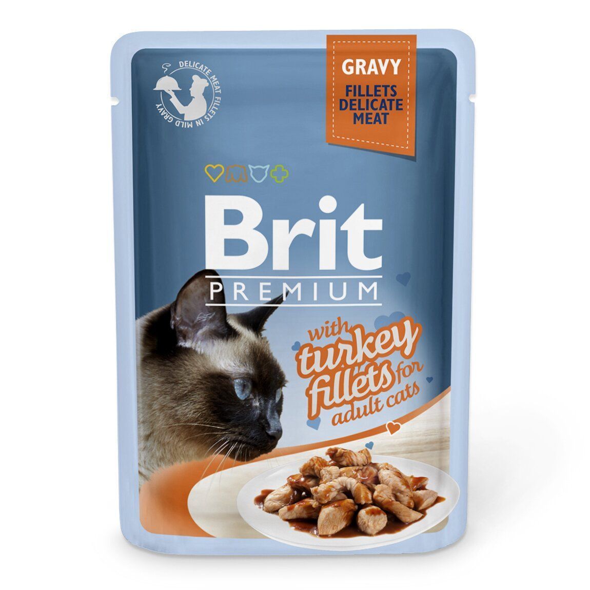 Вологий корм для котів Brit Premium Fillets Gravy 85 г - індичка