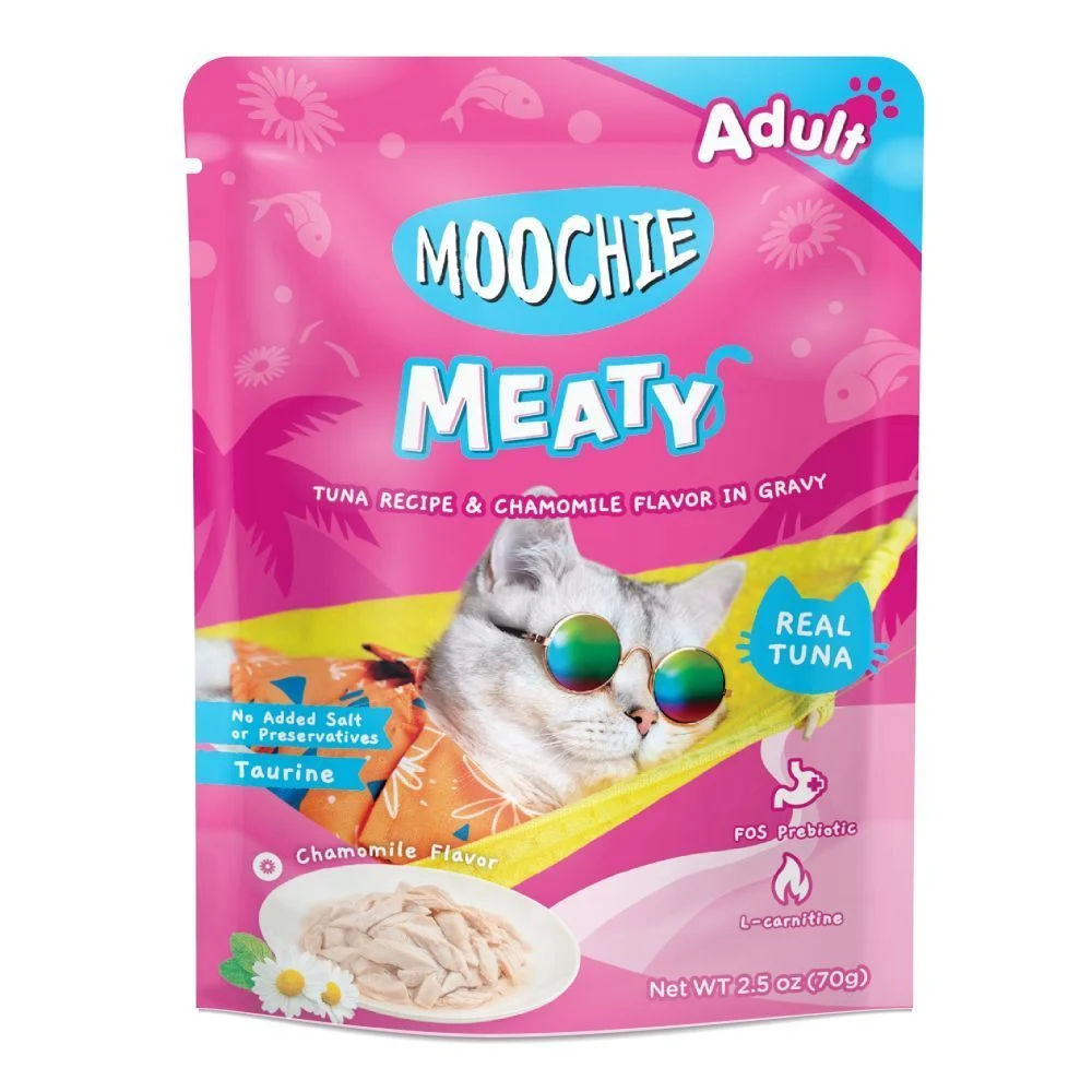 Влажный корм для кошек Moochie Meaty Adult 70 г - тунец и ромашка Влажный корм для кошек Moochie Meaty Adult 70 г - тунец и ромашка