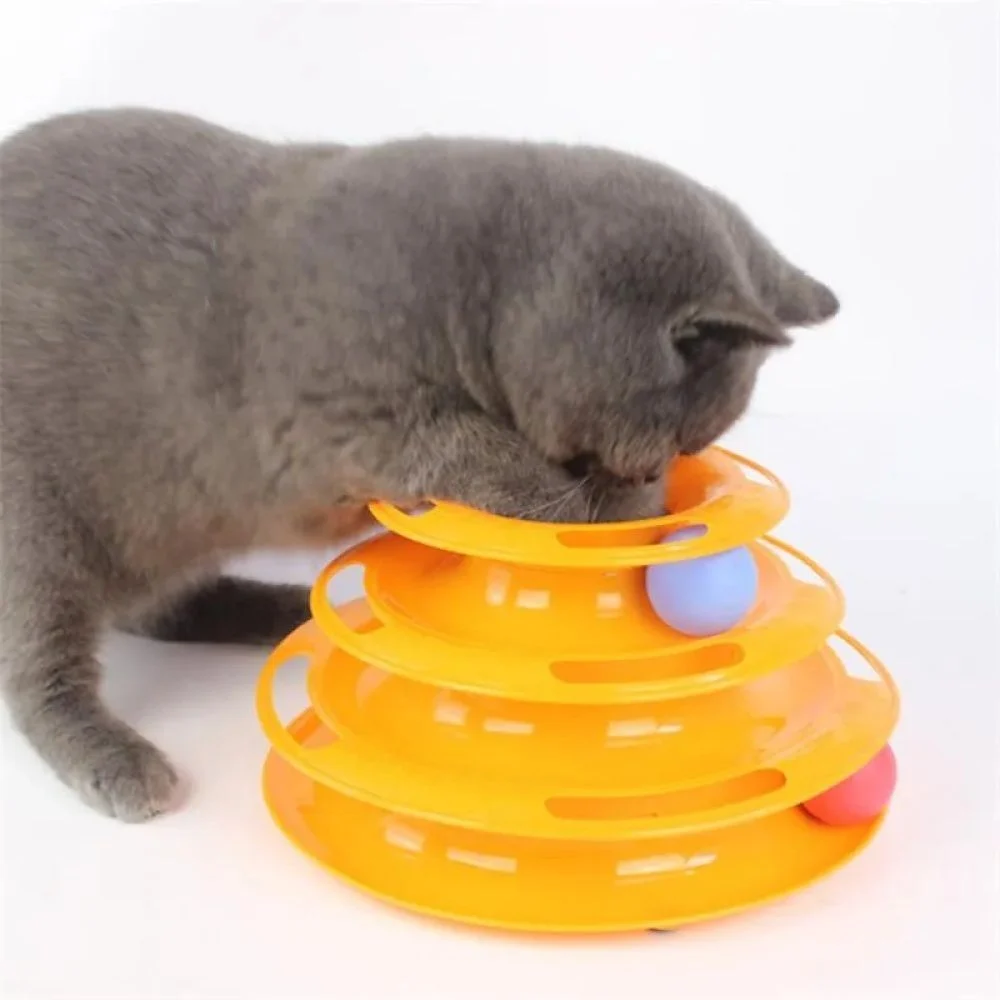 Pet Fun Гірка з м'ячиками іграшка для котів 12 см - помаранчевий Pet Fun Гірка з м'ячиками іграшка для котів 12 см - помаранчевий
