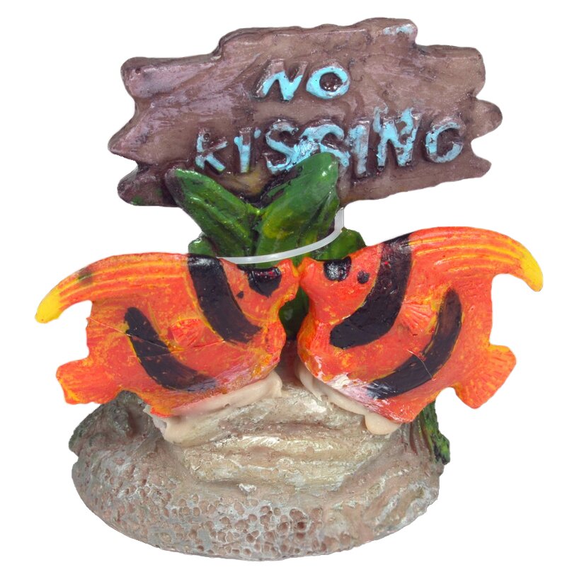 Декорация для аквариума KW Zone King's Рыбки с табличкой «No Kissing» 6 x 3,5 x 6 см (пластик)