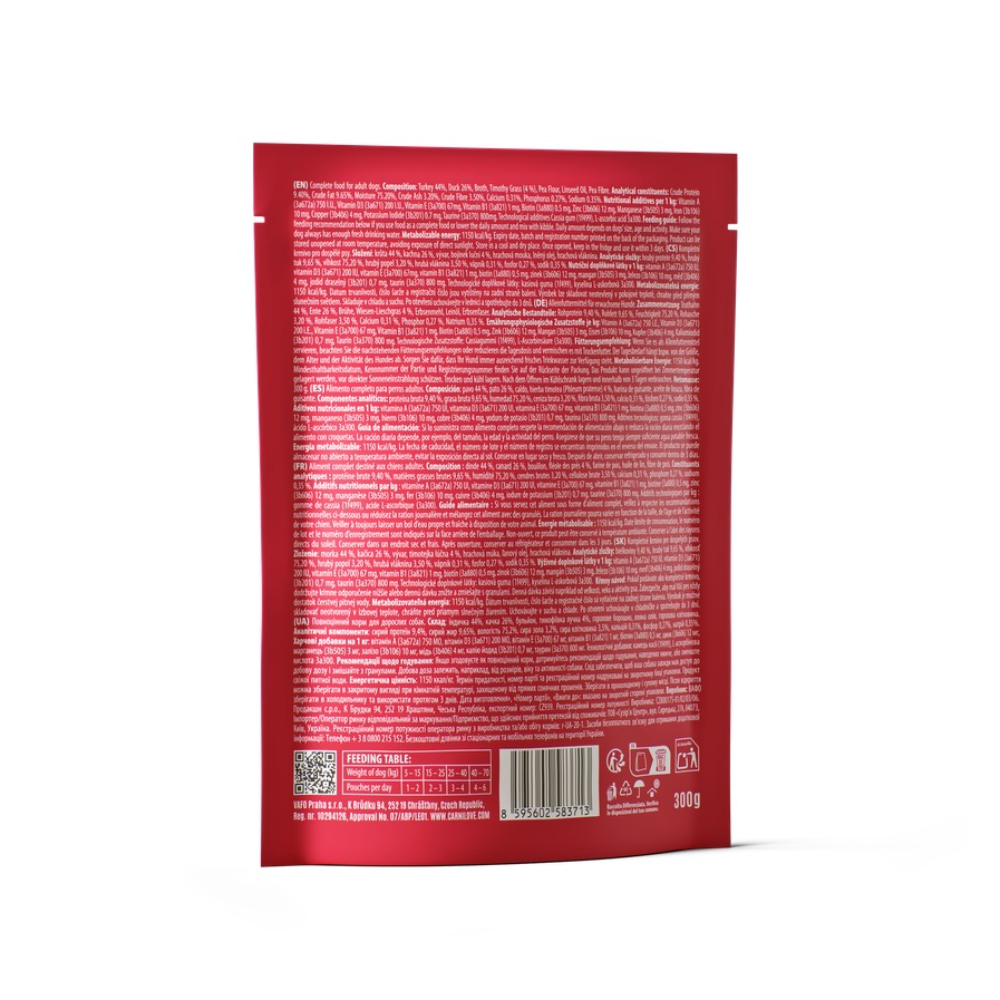 Вологий корм для собак Carnilove Adult Pate 300 г - індичка, качка та тимофіївка