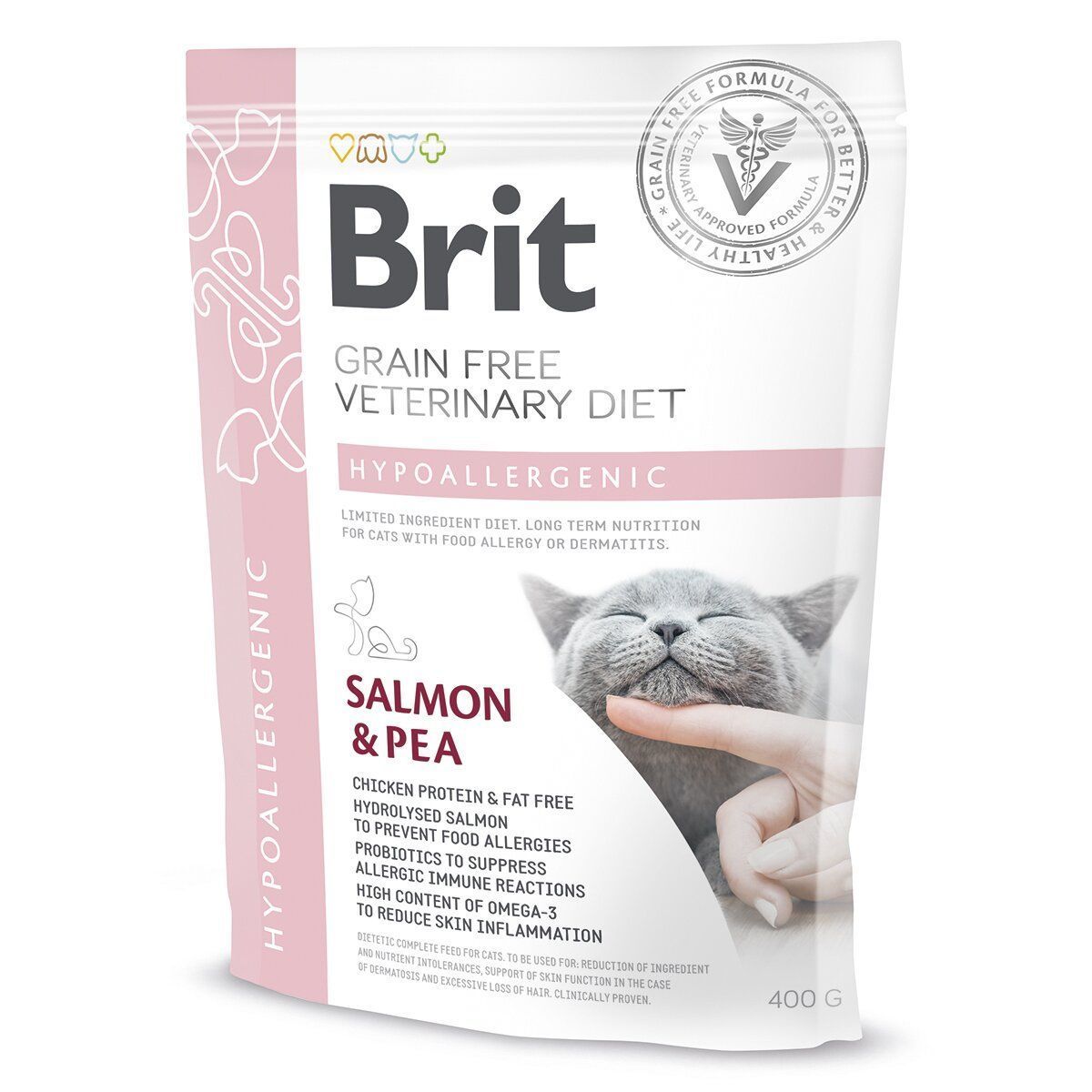 Сухий корм для котів Brit GF Veterinary Diet Hypoallergenic 400 г - лосось та горох Сухий корм для котів Brit GF Veterinary Diet Hypoallergenic 400 г - лосось та горох