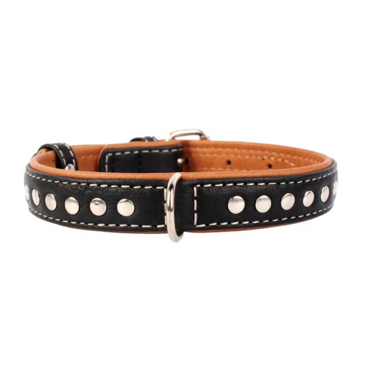 Ошейник Collar кожаный с металлическими украшениями «Soft» (Софт) 27-36 см / 15 мм (черный)
