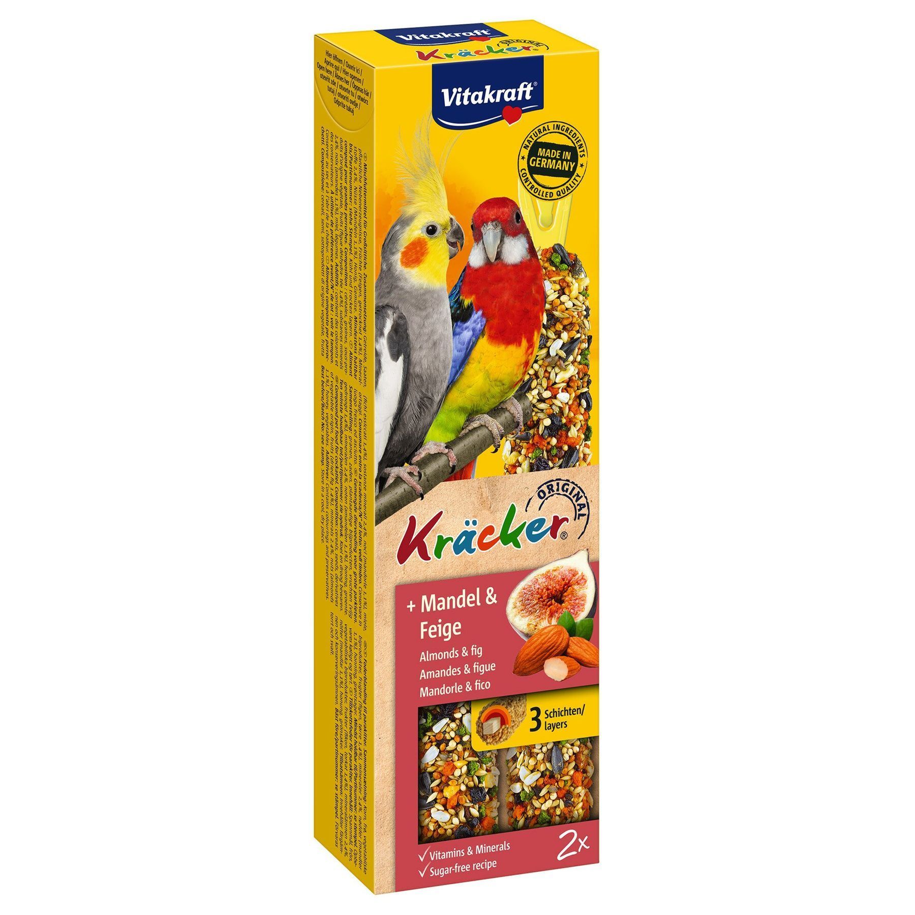 Ласощі для середніх папуг Vitakraft Kracker Original Almonds & Fig 2 шт х 90 г - мигдаль та рис
