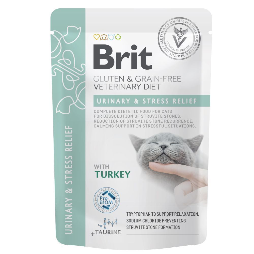Вологий корм для котів Brit Veterinary Diet Urinary & Stress Relief 85 г - індичка